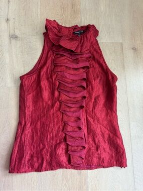 Samuel Dong Crimson Ruffled Sleeveless Camisole